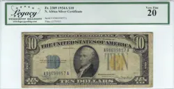 $10 1934-A YELLOW SEAL EMERGENCY NOTES ISSUED DURING WW2 2309 LEGACY 20