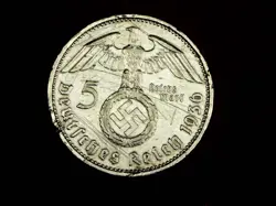 GERMANY THIRD REICH 5 REICHSMARK SILVER COIN 1936 A WW2 ERA