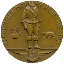 FRANCE 1967 NORMANDIE-NIEMEN SQUADRON WW2 AVIATION BRONZE MEDAL 68MM 162G