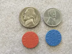 WWII 1943 STEEL CENT 1943 SILVER WAR NICKEL 2 OPA FOOD RATION TOKENS WORLD WAR 2