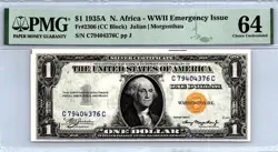 1935A $1 NORTH AFRICA WW2 EMERGENCY ISSUE FR# 2306 PMG 64 CHOICE UNC