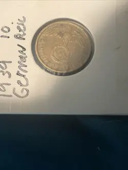 RARE OLD WW2 GERMAN 10 REICHSPFENNIG HIGH GRADE COIN ALUMINUM-BRONZE AUTHENTIC