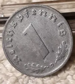 DAMAGED GERMAN 1 REICHSPFENNIG ~ GERMANY ~ WW2 1PF 1942 CIRCULATED COIN 