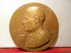 FRENCH BRONZE ART MEDAL CHIEF STAFF GENERAL JUIN ITALY WW1 WW2 BY DELANNOY TUNIS