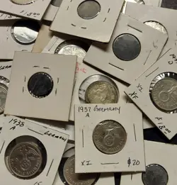 4 COIN LOT 1935-1945: WW2 GERMAN THIRD REICH 2 REICHSMARK SILVER (1,2,5,10)