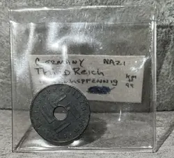 1940 A 10 REICHSPFENNIG GERMAN WW2 THIRD REICH MILITARY COIN W HOLE