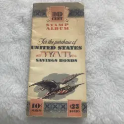 UNITED STATES WAR SAVINGS BOND 10 CENT STAMP BOOK. WW2, WITH 2 STAMPS 1942