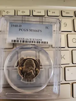 1940-D JEFFERSON NICKEL 5C - PCGS MS66FS FULL STEPS -SEE STORE WW1-WW2 MEDALS