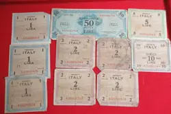WW2 ITALIAN  LIRE CURRENCY 1943 ALLIED OCCUPATION OF ITALY BANKNOTE WWII MONEY