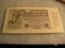 1923 GERMAN 500 MILLION MARK BANKNOTE, GERMANY CURRENCY ERA BETWEEN WWI WW2 WWII