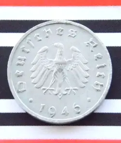 GERMAN COIN 10 REICHSPFENNIG 1946 F ZINC ALLIED OCCUPATION 3RD REICH WW2 + RARE+