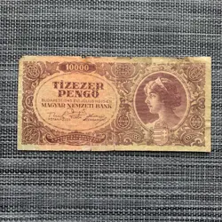 POST WW2 HUNGARY 10.000 PENGO BANKNOTE. HUNGARIAN CURRENCY PAPER MONEY WWII