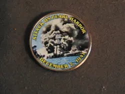 ATTACK ON PEARL HARBOR COMMEMORATIVE WW2 KENNEDY HALF DOLLAR COIN