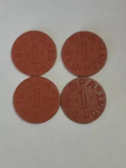 OPA RATION POINTS TOKEN-RED WW2 FOOD TOKEN SET OF 4