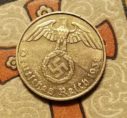 GERMANY  1938 E  5  REICHSPFENNIG  3RD REICH WW2 PFENNIG RP