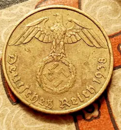 GERMANY  1938 A  5  REICHSPFENNIG  3RD REICH WW2 PFENNIG RP