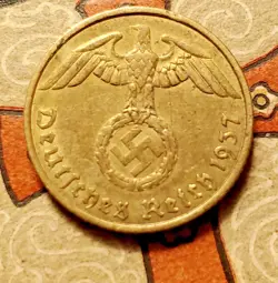 GERMANY  1937 A  5  REICHSPFENNIG  3RD REICH WW2 PFENNIG RP