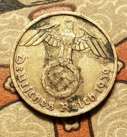 GERMANY  1939 F  5  REICHSPFENNIG  3RD REICH WW2 PFENNIG RP