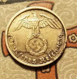 GERMANY  1939 D  5  REICHSPFENNIG  3RD REICH WW2 PFENNIG RP