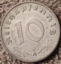 VINTAGE 1940  WW2 GERMAN 10 REICHSPFENNIG ,  WWII ERA CIRCULATED COIN