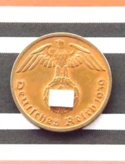 GERMAN COIN 1939 A 1 REICHSPFENNIG SWASTIKA COPPER 3RD REICH WW2 + UNC + PFENNIG