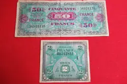 WW2 FRANCE FRANCS CURRENCY 1944 ALLIED OCCUPATION OF FRANCE BANKNOTE WWII MONEY