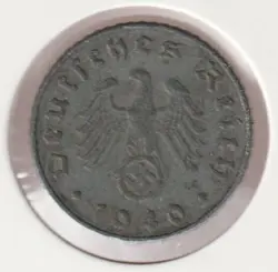 RARE WWII GERMAN PFENNIG WAR 1940-B WW2 GERMANY 5 REICHSPFENNIG COLLECTION COIN