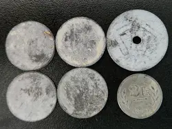 6 COINS BELGIUM WW2 1940S LOT6 FOREIGN WORLD COIN
