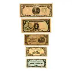 SET OF 5 DIFF. PHILIPPINES WW2 JAPANESE INVASION CURRENCY NICE CIRC.