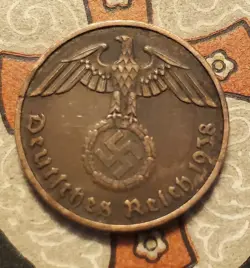 GERMANY 1938 F 2  REICHSPFENNIG   COIN 3RD REICH WW2 PFENNIG RP