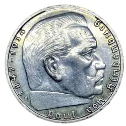 1939 B GERMAN WW2 0.625 SILVER COIN THIRD REICH  2 REICHSMARK