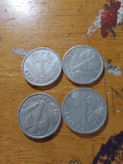 1942-1943 1 FRANC WW2 FRANCE , CIRCULATED FRENCH COIN , WWII, OCCUPATION