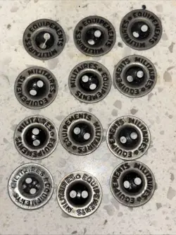 12 LOT MILITAIRES EQUIPMENT METAL VINTAGE WW2  BUTTON 16MM MILITARY UNIFORM NEW