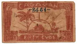 PHILIPPINES 1942 ND CAGAYAN EMERGENCY S185 50 CENTAVOS EMERGENCY WW2 BANKNOTE