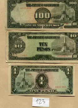 LOT OF   3   BANKNOTES OF     WW2  JAPANESE ADMINISTRATION IN PHILIPPINES