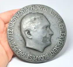 LARGE ! HUNGARY 1942 BUDAPEST WW2 HORTHY ISTVAN MEDAL PLAQUE - HERMANN ALTROCK