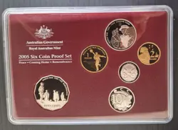 2005 AUSTRALIA 60TH ANNIVERSARY OF THE END OF WW2 UNC 6 COIN SET  NO FOLDER/BOX