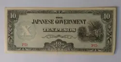 WW2 JAPANESE OCCUPATION PHILIPPINES CURRENCY, 10 PESOS, PD SERIES, USED