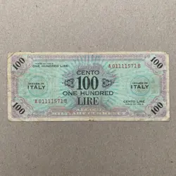 WW2 ITALIAN 100 LIRE 1944 ALLIED OCCUPATION CURRENCY ITALY BANKNOTE WWII WW2