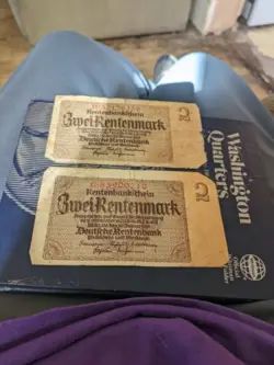 OLD BANKNOTE OF THIRD REICH GERMANY 2 RENTENMARK 1937