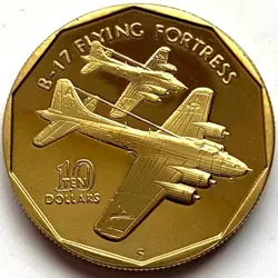MARSHALL ISLANDS 10 DOLLARS 1991,(WW2 FIGHTER PLANES - B 17 FLIYNG FORTRESS