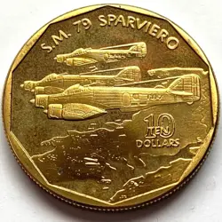 MARSHALL ISLANDS 10 DOLLARS 1991, (WW2 FIGHTER PLANES SERIES - S.M. 79 SPARVIERO