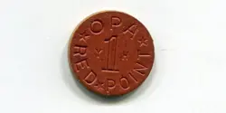 OPA RED POINT TOKEN Y-H WAR RATION WW2 VINTAGE COIN
