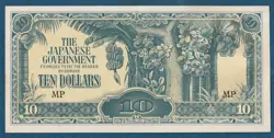 MALAYA MALAYSIA JAPANESE OCCUPATION WW2, 10 TEN DOLLARS 1942-1944 !