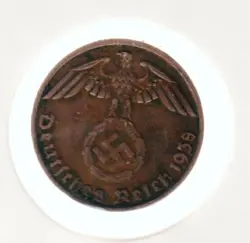RARE WWII COPPER GERMAN WAR 1938-D WW2 GERMANY 1 REICHSPFENNIG COLLECTION COIN