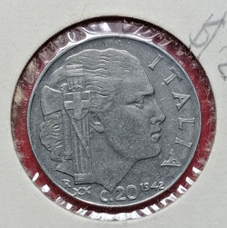 FOREIGN COIN:   ITALY 1942  20 C NICE WW2 COIN   CIRCULATED