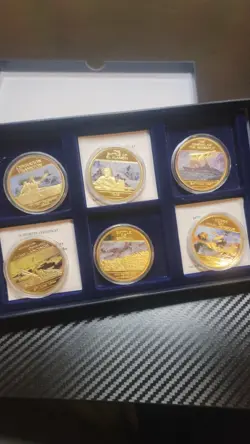 WW2 GOLD PLATED COMMEMORATIVE COIN SET OF 6