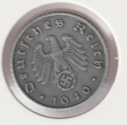 RARE WWII GERMAN PFENNIG WAR 1940-F WW2 GERMANY 5 REICHSPFENNIG COLLECTION COIN