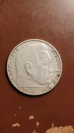 1938 A BERLIN GERMANY THIRD REICH SILVER 2 REICHSMARK XF WW2 ERA HINDENBURG R344