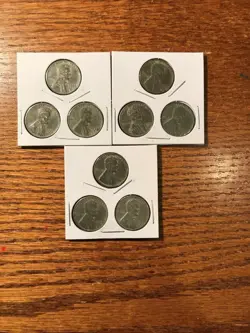 (3) 3 COIN SETS 1943 PDS STEEL WAR P D S CENT  PENNY ORIGINAL WW2 WWII ANTIQUE